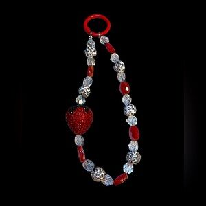 Strawberry bracelet Lanyard Beaded Phone Wrist Strap Rhinestones Bracelet